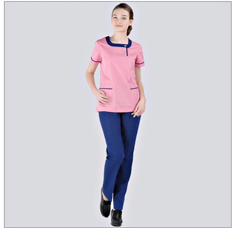 Pink Medical Scrub Top Pants Hospital Scrub Uniform