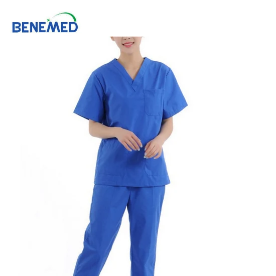 V Neck Split Suit Medical Uniform Scrubs Sets Unisex Anti Wrinkle Hospital Uniform